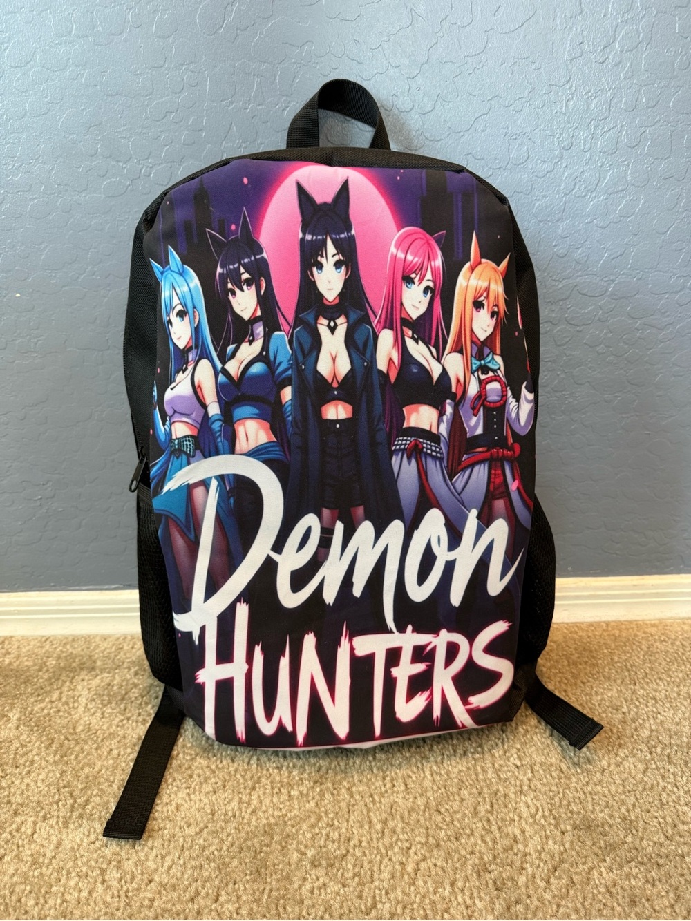 Demon Hunters Anime Print Backpack - Black/Pink